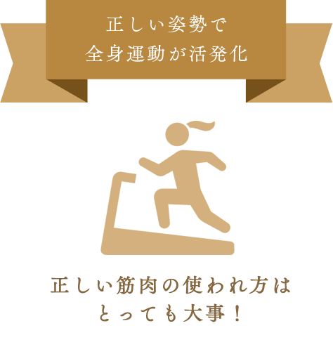 正しい姿勢で全身運動が活発化